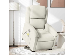 Vidaxl Poltrona Elevatória De Massagens Veludo Cor Creme