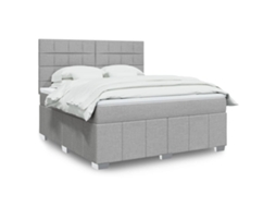 Vidaxl Cama Com Molas/colchão 180x200 Cm Tecido Cinzento-claro