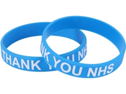 Conjunto De 4 Pulseiras De Silicone Com Obrigado Inscrição E Decorativa Simples Na Cor Azul