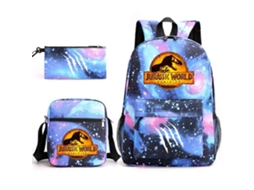 Conjunto de Três Peças Jurassic World: Mochila, Estojo e Bolsa de Ombro 17 BRILVIBERA
