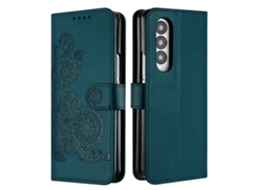 Capa De Celular Flip Em Couro Com Relevo De Flor De Datura Para Samsung Galaxy Z Fold4 5g