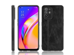 Capa Resistente A Impactos Com Textura De Couro Bovino Costurada, Em Pc + Pu + Tpu (azul), Para Oppo A94 5g / F19 Pro+ 5g.