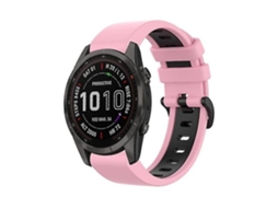 Pulseira De Relógio Lurelia Para Garmin Fenix 7s Solar 22 Mm Silicone Rosa Preto