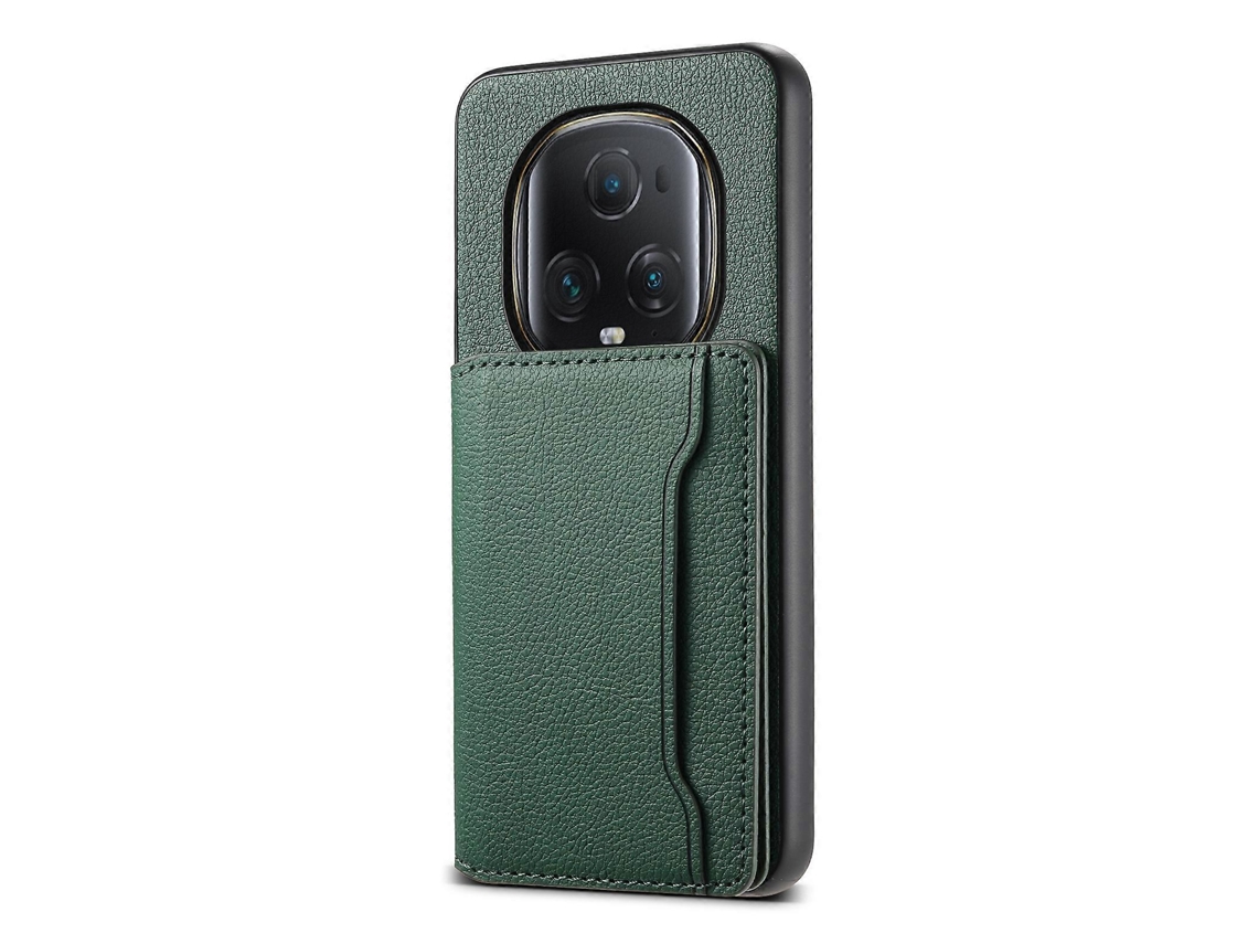 Capa Para Celular Honor Magic5 Ultimate Com Textura De Bezerro, Design De Bolsa Para Cartas E Cobertura Total.