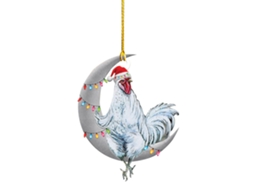 Laxiscreed Enfeite De Natal Galinha Com Chapéu E Cachecol Para Árvore De Natal, Decoração Festiva