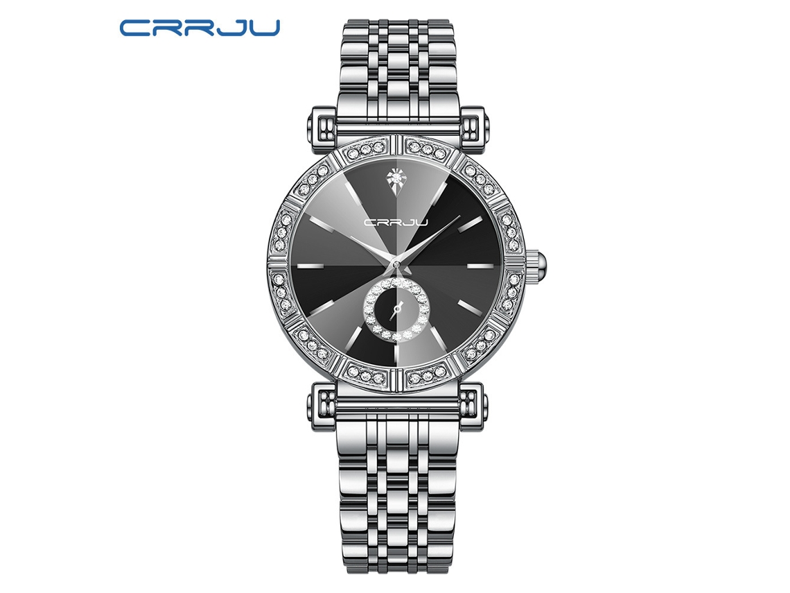 Relógio Feminino De Quartzo Com Diamantes (preto), À Prova D'água, Estilo Pulseira.