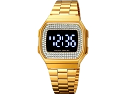 Lurelia Relógio Digital, Visor Digital, Detalhes Com Strass, Aço Inoxidável, Resistente À Água 30m, Prata