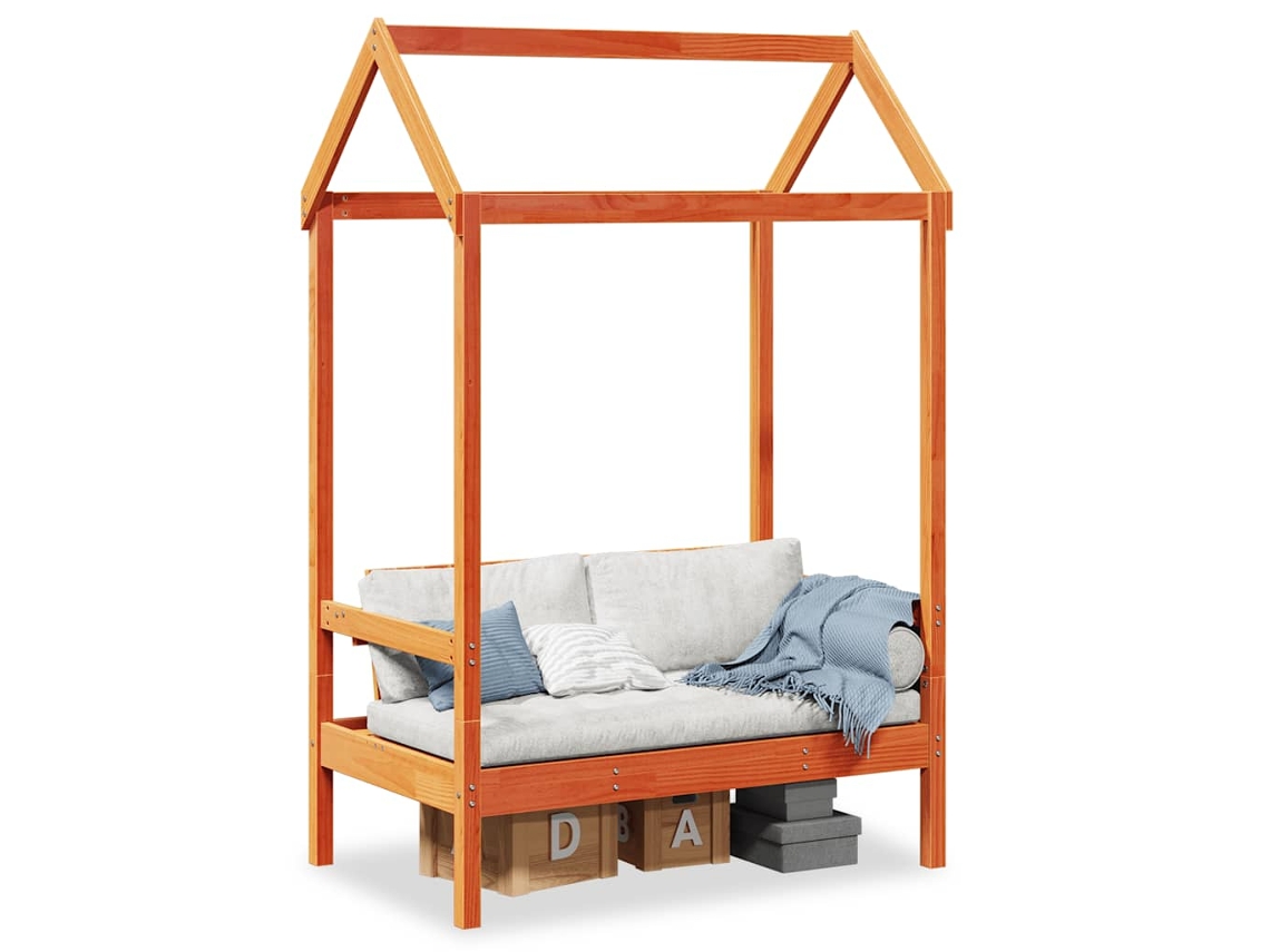 Vidaxl Banco Com Telhado 117,5x70x176,5 Cm Pinho Maciço Castanho-mel