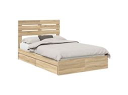 Cama com Armazenamento com Gaveta Carvalho Sonoma 135x190 cm MAISON EXCLUSIVE