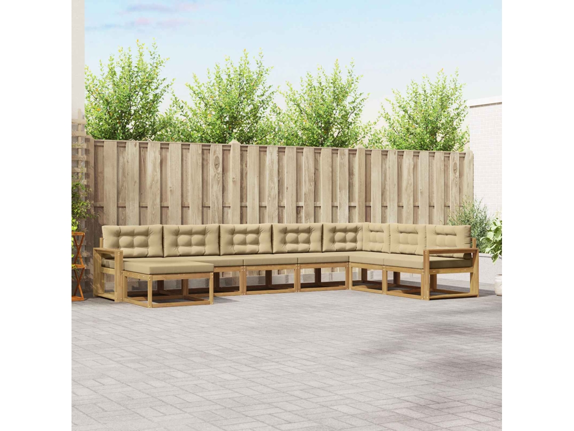 Vidaxl Conjunto De Sofás Para Exterior 8 Unid. Branco E Bege