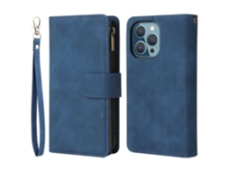 Capa Quedas Inch Para Iphone 13 Pro Pele Sintética Com Porta-cartões Azul
