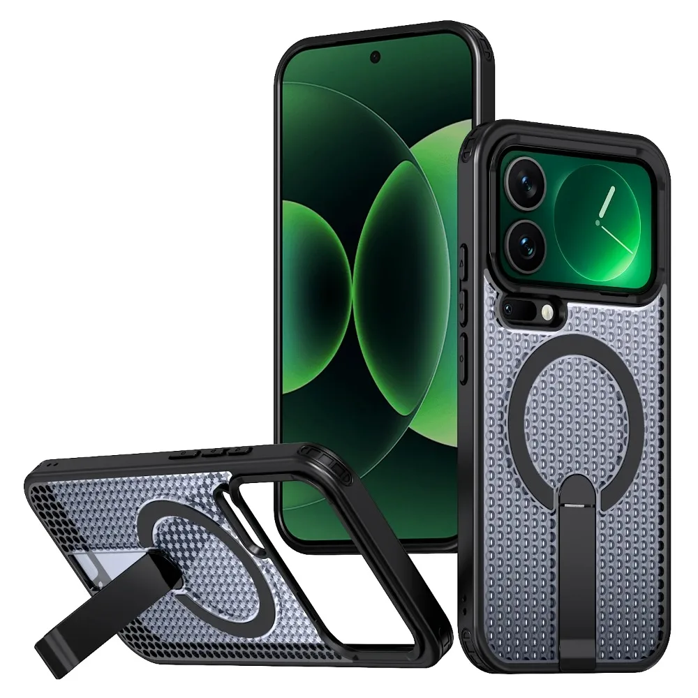 (preto, Xiaomi 15t Pro) Capa Protetora Magnética Magsafe Com Suporte Oculto, Dissipação De Calor E Resistência A Impactos.