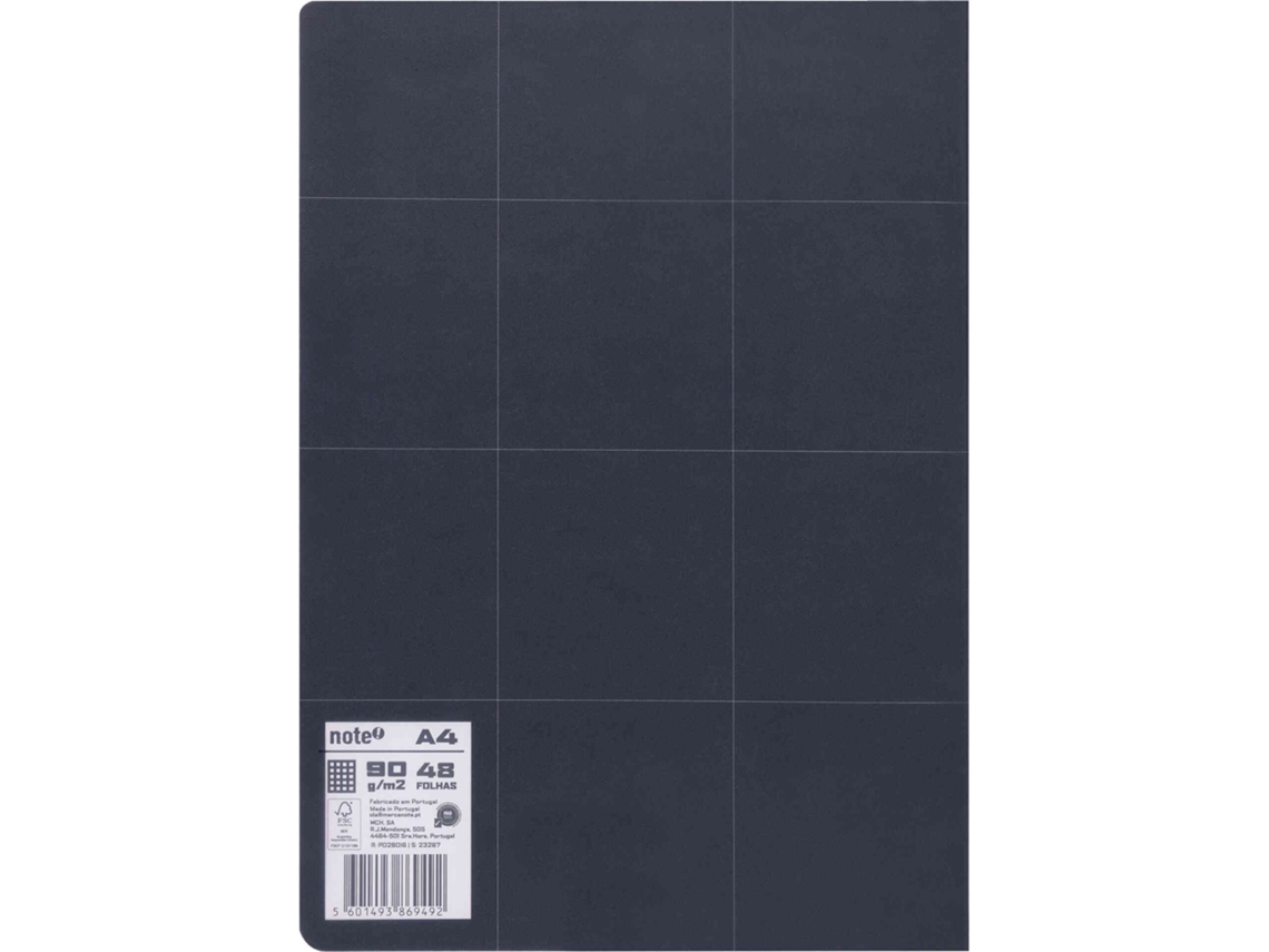 Caderno Agrafado Flexível A4 Quadriculado Preto Pure Leccit Note!