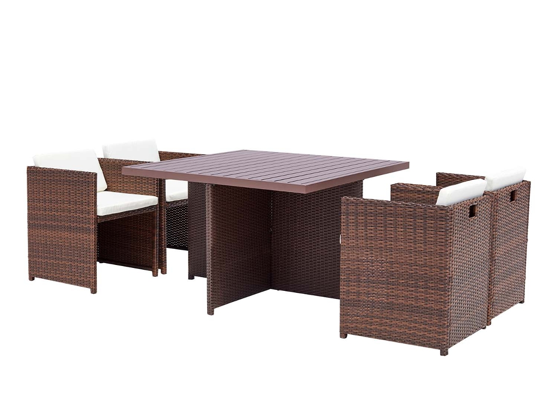 Conjunto de Jantar Exterior CONCEPT U Sunset (Castanho e Branco - Alumínio - 115x115x74 cm)
