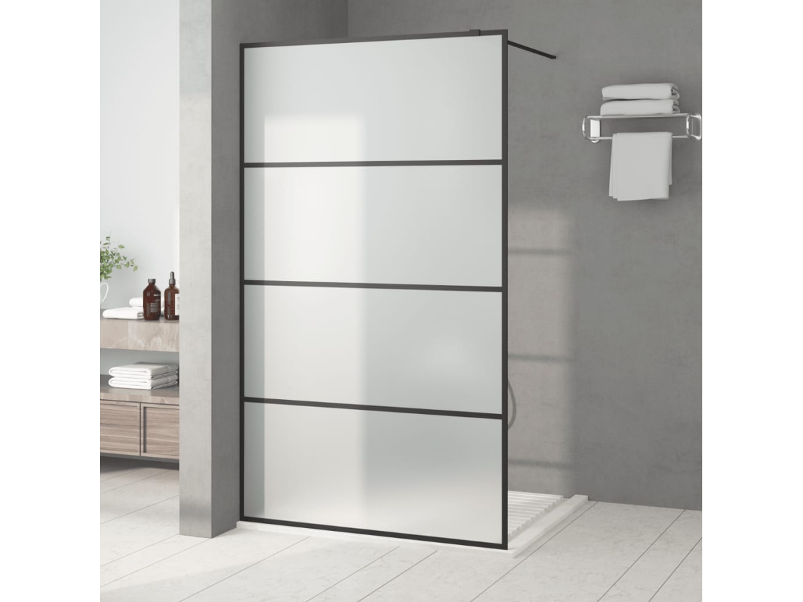Vidaxl Divisória De Chuveiro 115x195 Cm Vidro Opaco Esg Preto