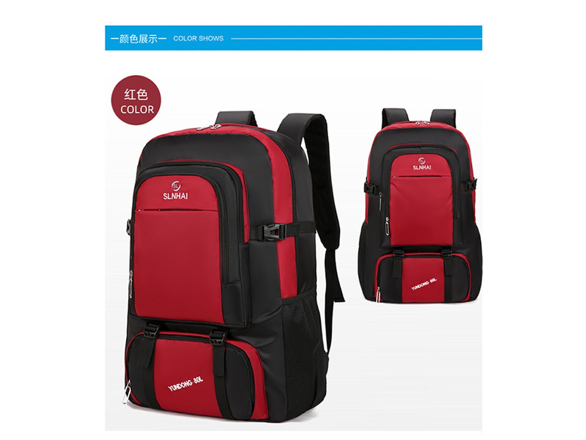 Mochila grande e espaçosa (vermelha), ideal para caminhadas e atividades ao ar livre, perfeita para o dia a dia e viagens.