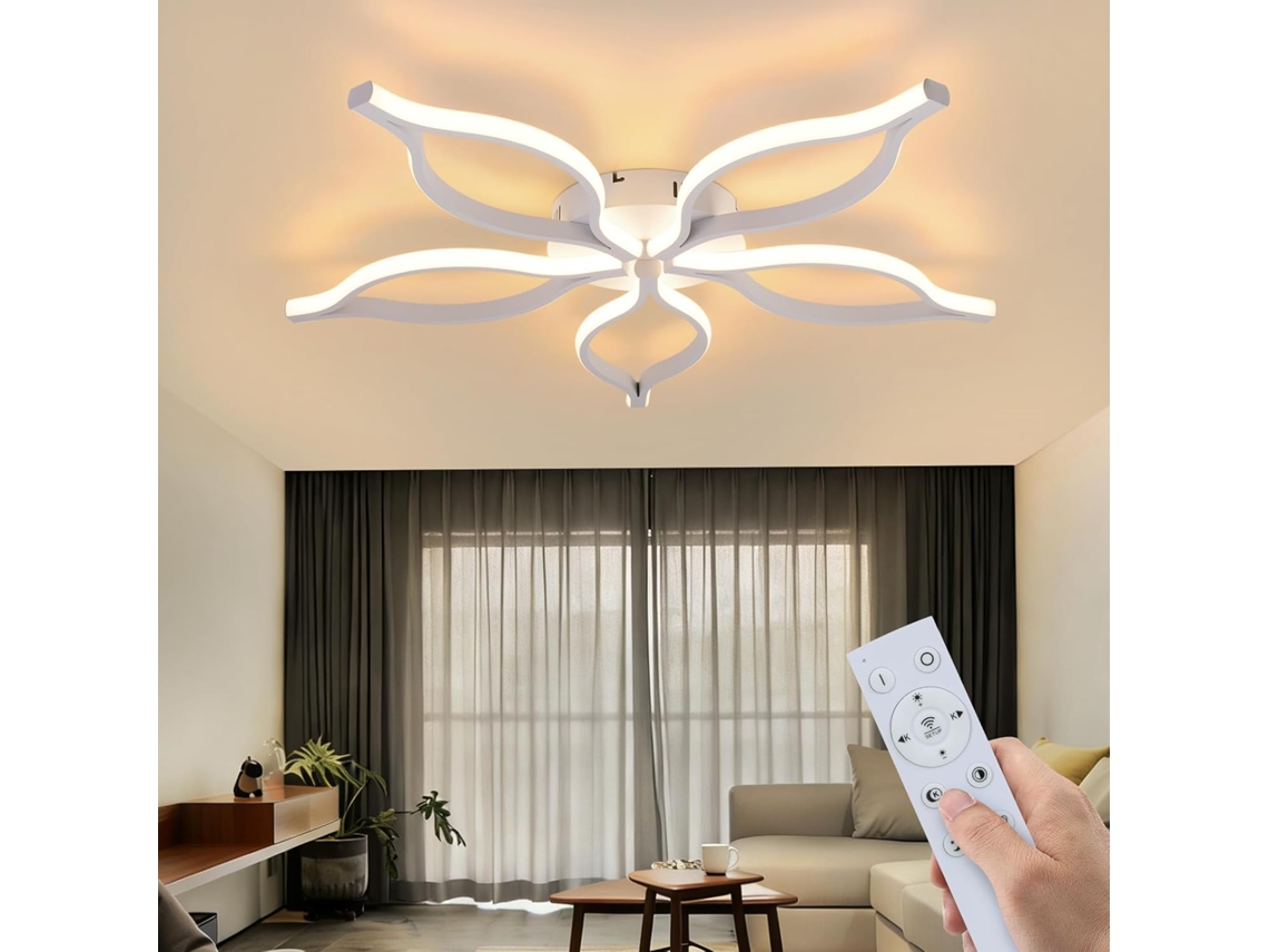 Nettlife Plafon Led Moderno 80 Cm 75 W Branco, Dimerizável Com Controlo 3000k-6500k, Modo Noturno Metal Para Sala De Estar, Quarto E Jantar
