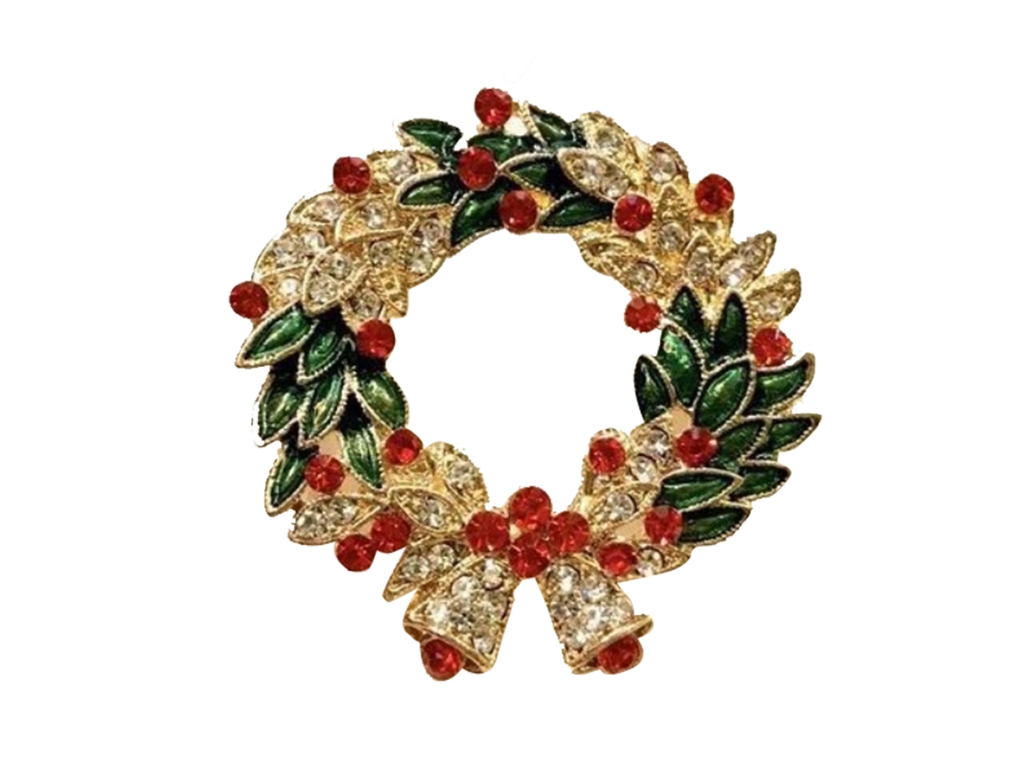 Broche Natalino Com Alce, Laços E Campainhas Em Cobre Da Laxiscreed Para Decoração Festiva De Natal