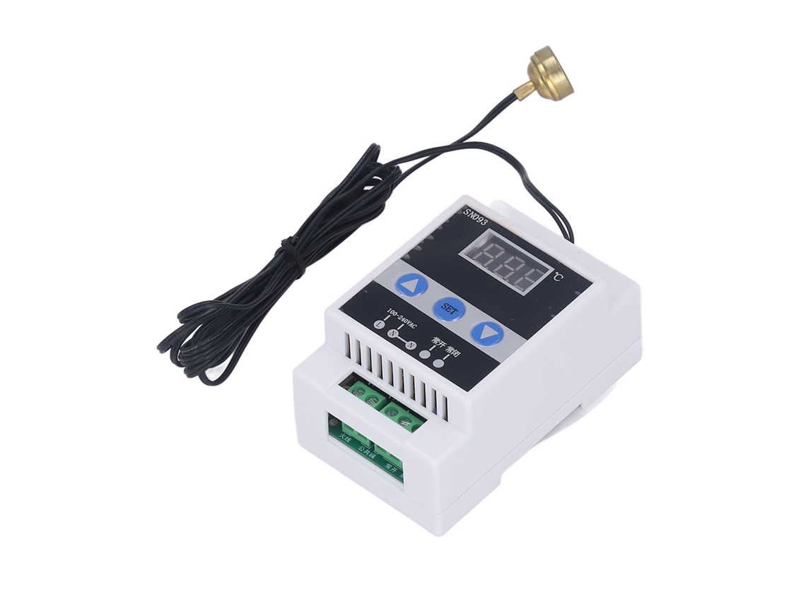 Controlador de Temperatura Digital com Display, Sonda Magnética, Termostato Din Rail 110 240v
