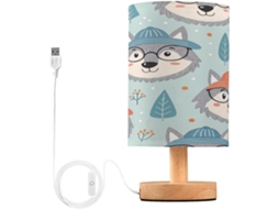 Abajur De Cabeceira Fofo Em Formato Lobo Para Quarto, Luminária De Cabeceira Led, Luminária De Leitura Com Portas Usb E