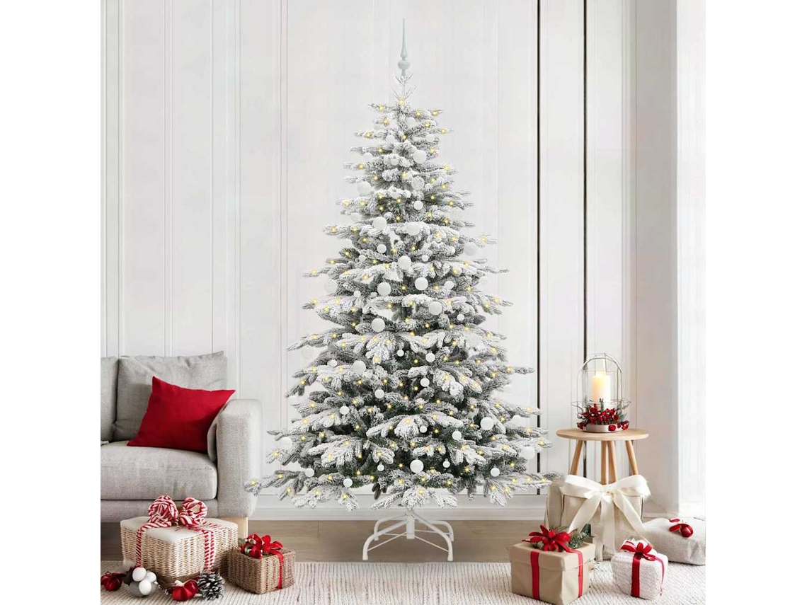 Vidaxl Árvore De Natal Articulada Artificial Branco 210 Cm Pe E Pvc