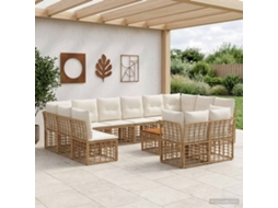Vidaxl Conjunto De Sofás Para Exterior 13 Unid. Natural E Branco Creme
