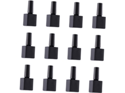 De 12 Frascos De Esmalte De Vidro Preto Redondos E Vazios Com Pincel Compacto E Portátil Para Nail Art.