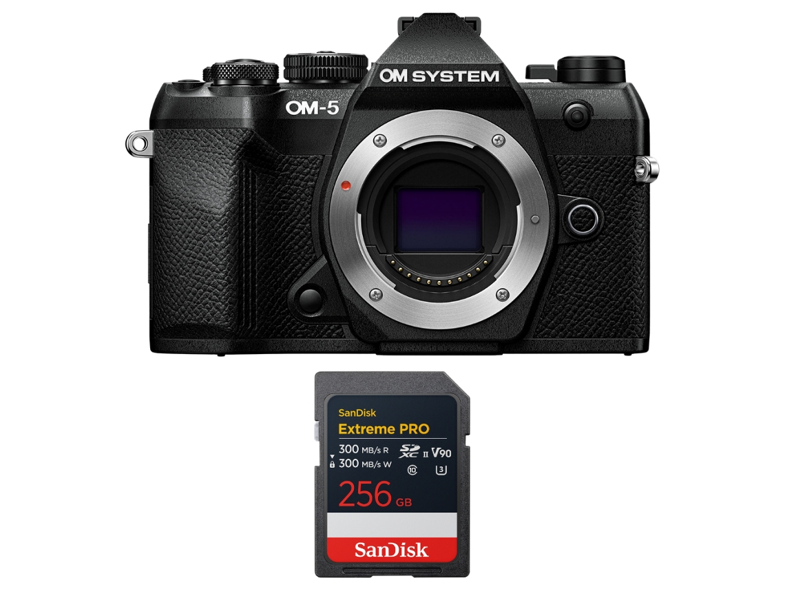 Om 5 Mark Ii Preto + 1 Sandisk 256gb Extreme Pro Uhs ii Sdxc + Ebook “20 Dicas para Fotos Que Impressionam” OM SYSTEM