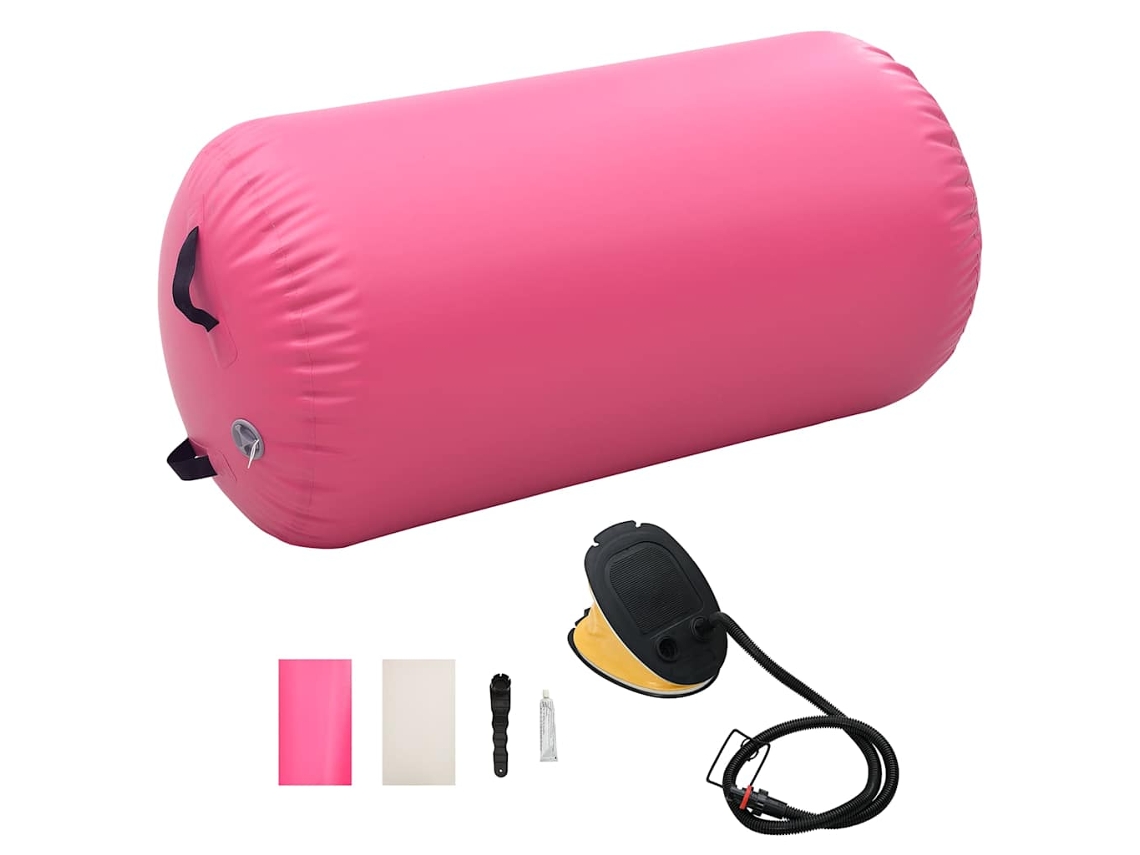Vidaxl Rolo De Ginástica/yoga Insuflável Com Bomba 120x75 Cm Pvc Rosa