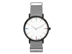 Relógio de Pulso Unissex de Moda com Pulseira de Nylon Dial Redondo Quartz Cinza