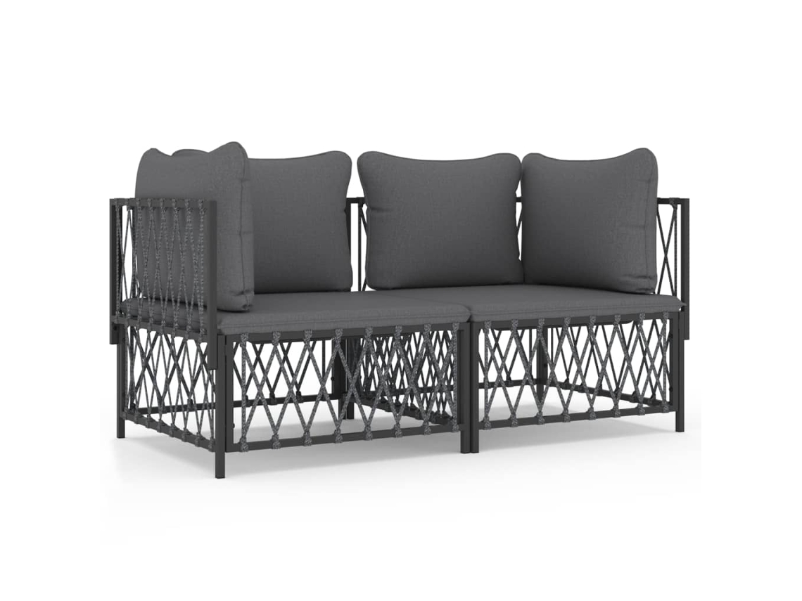Conjunto 2 lounge de jardim com almofadões VIDAXL aço antracite