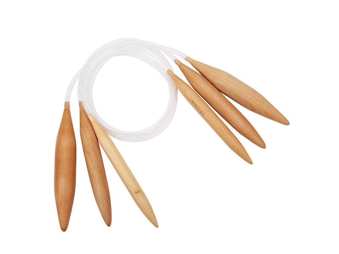 Agulha Redonda Trançada de Bambu Transparente para Crochê, Tamanhos 15mm, 20mm e 25mm, Ideal para Fios de Lã. AQUAFORGE