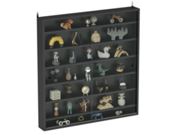 Madeira com 6 Prateleiras Ajustáveis, Tábua de Armazenamento com Portas de Vidro. 80x9,5x83 Cm. Preto Ge