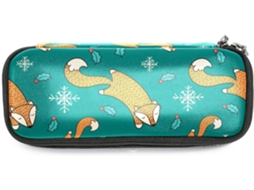 Conjunto grande com lápis e marcadores estampados da Raposa, organizador ideal para escola, mesa, adultos e meninas.