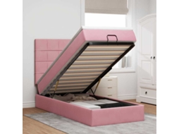 Moldura De Cama Otomana Vidaxl Com Colchões Rosa 100x200cm Veludo