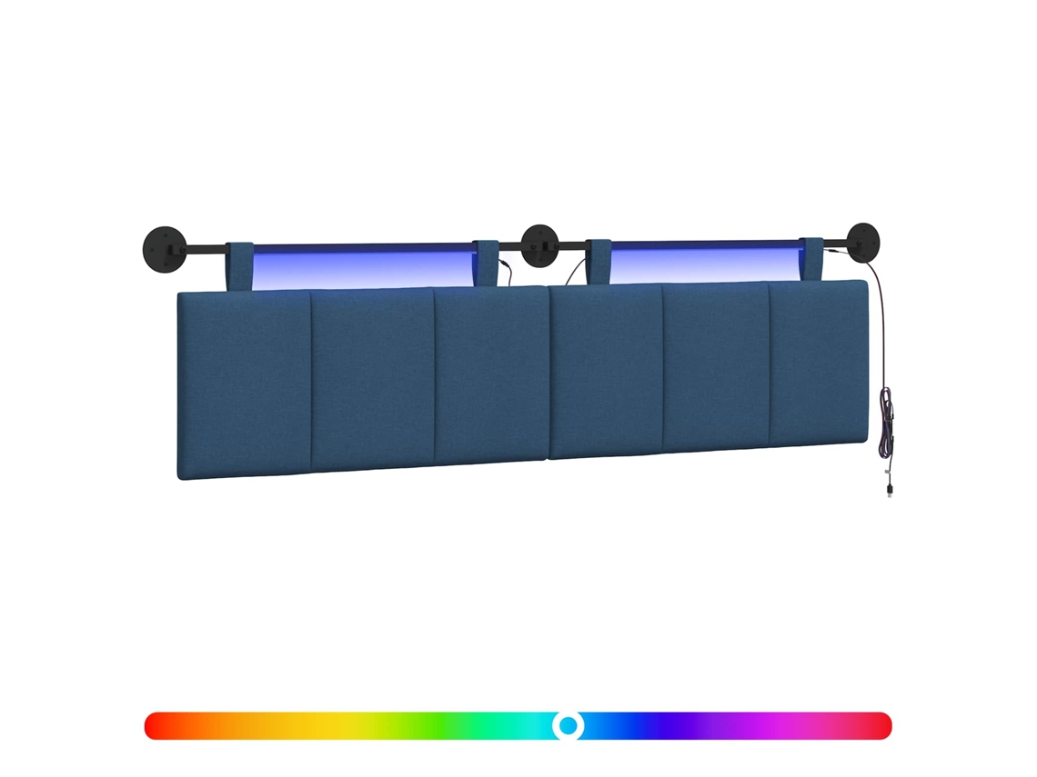 Conjunto 1 Cabeceira Suspensa Vidaxl Azul Veludo (170 X 55 X 5 Cm)