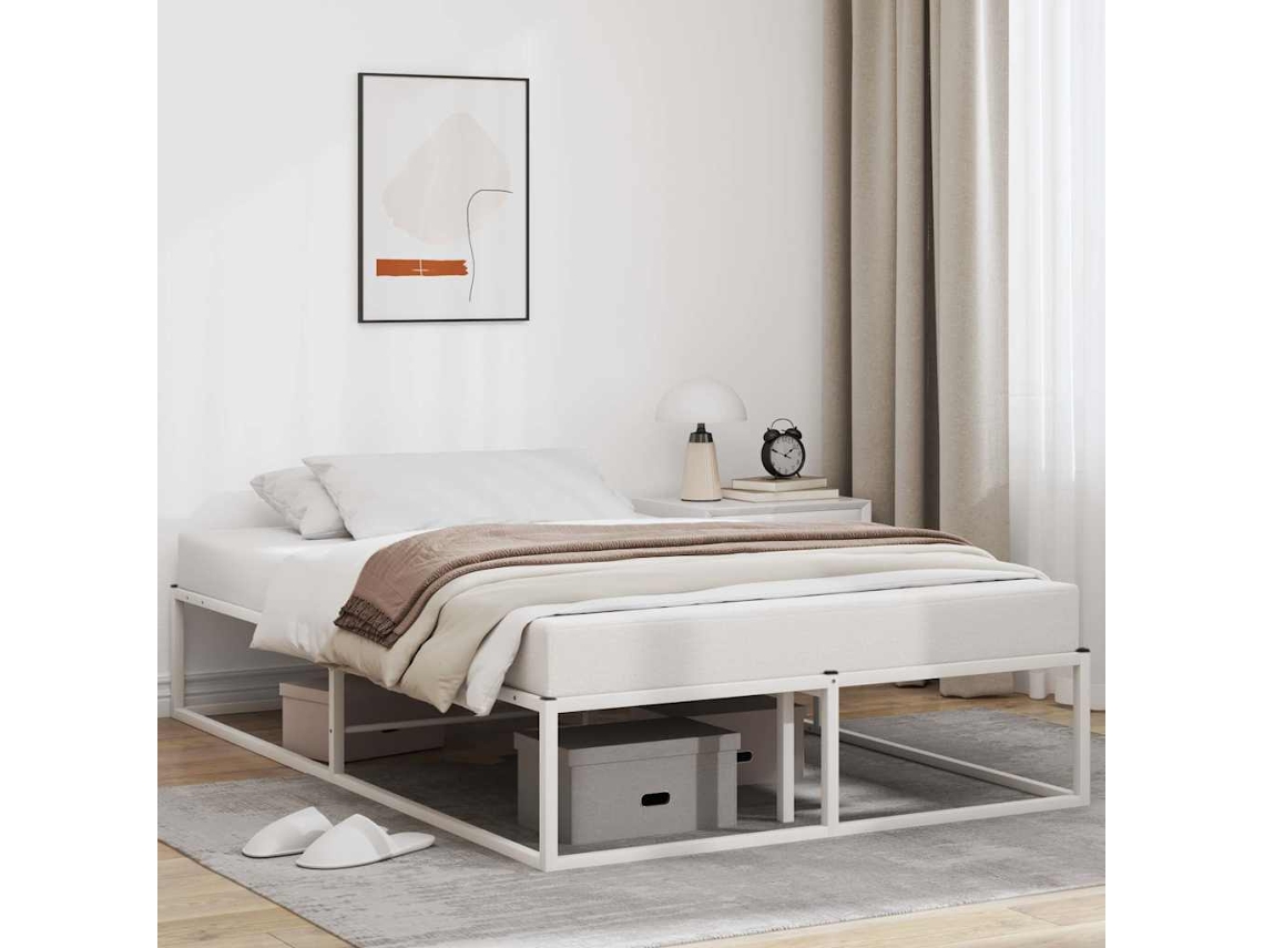 Vidaxl Estrutura De Cama Sem Colchão Branco 120x200 Cm Metal