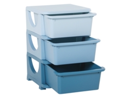 Organizador De Brinquedos Para Crianças Com 3 Gavetas Arrumação Para Roupas Livros 37x37x56,5 Cm Azul