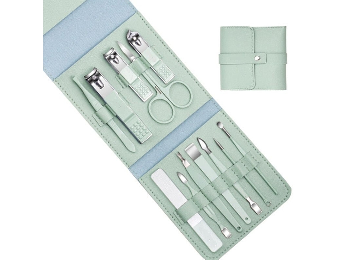 Lurelia Kit De Manicure E Pedicure 12 Peças, Em Aço Inoxidável, Antiderrapante, Portátil, Com Estojo, Para Cuidados Pessoais