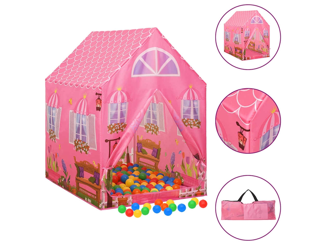 Vidaxl Tenda De Brincar Infantil Com 250 Bolas 69x94x104 Cm Rosa
