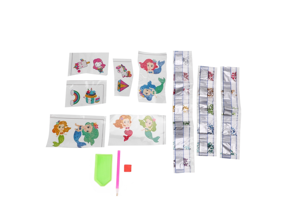 Stickers De Pintura Com Pedras Strass Personagem Cartoon Sereia Diy Para Aliviar O Estresse Ecológico Bonito Estético