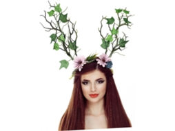 Tiara Decorativa Feita De Galhos De Árvores Com Flores Artificiais, Tamanho Único, Acessório Para