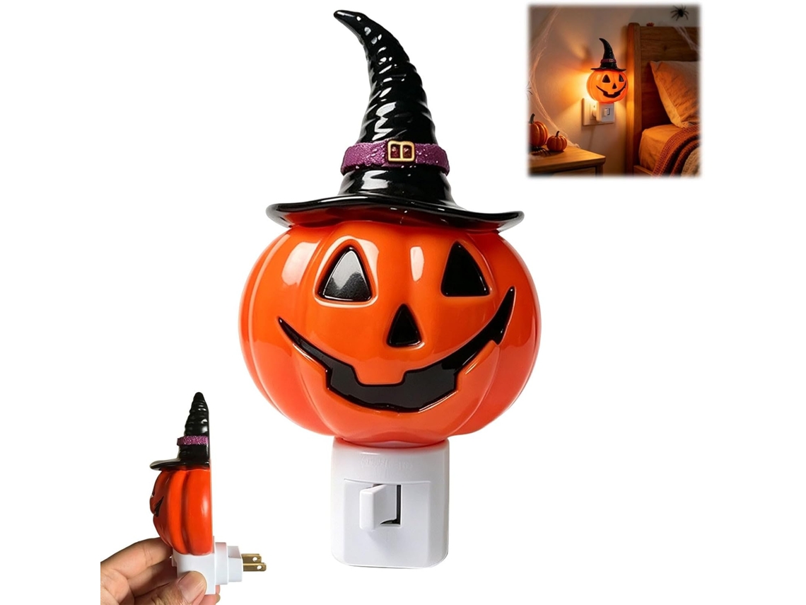 Luminária Noturna De Abóbora, Abajur Halloween Em Formato Chapéu Bruxa