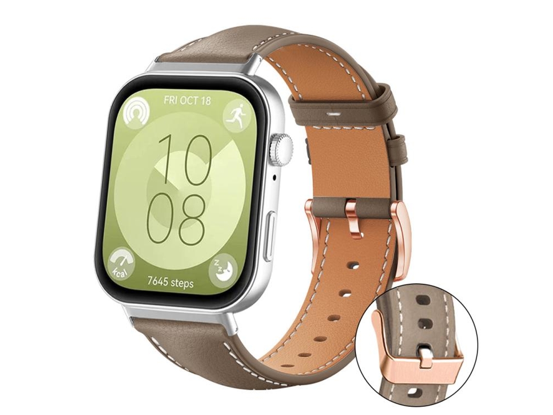 Bracelete para Huawei Watch Fit 4 Pro / Fit 4 / Fit 3 couro vegano estampa de tubarão preto com fivela dourada rosa marrom XIAOMOYU