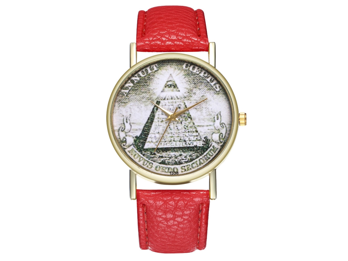 Relógio de Pulso Feminino de Moda Leisure com Movimento Quartz e Pulseira de Couro Vermelha