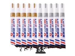 Marcador De Tinta Permanente, Impermeável, Uso Em Múltiplas Superfícies, 5ouro 5prata