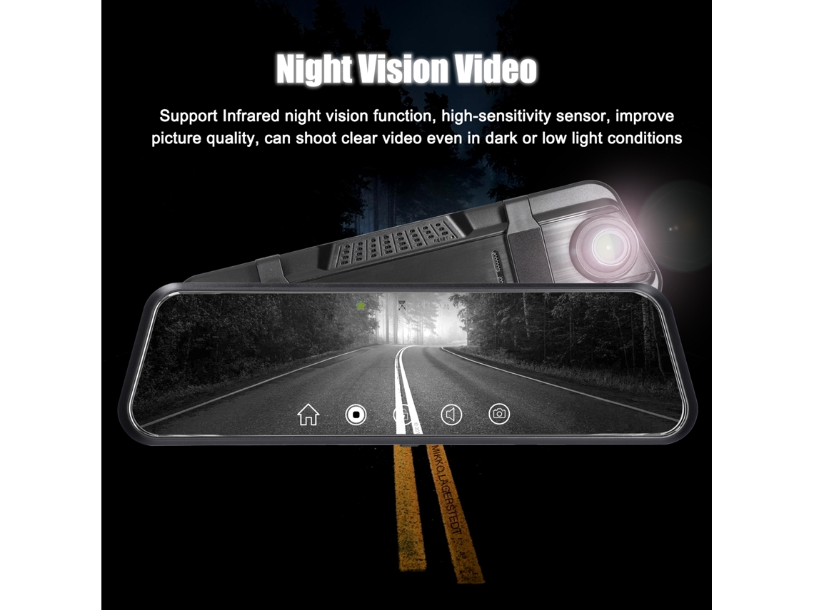 1080p Car Dvr Dual Camera 9.66 Inch Touchscreen Night Vision