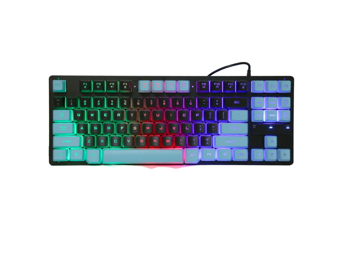 Aetheria teclado Gamer com Fio 87 Teclas Iluminação Colorida Design Ergonômico para Desktop e Notebook