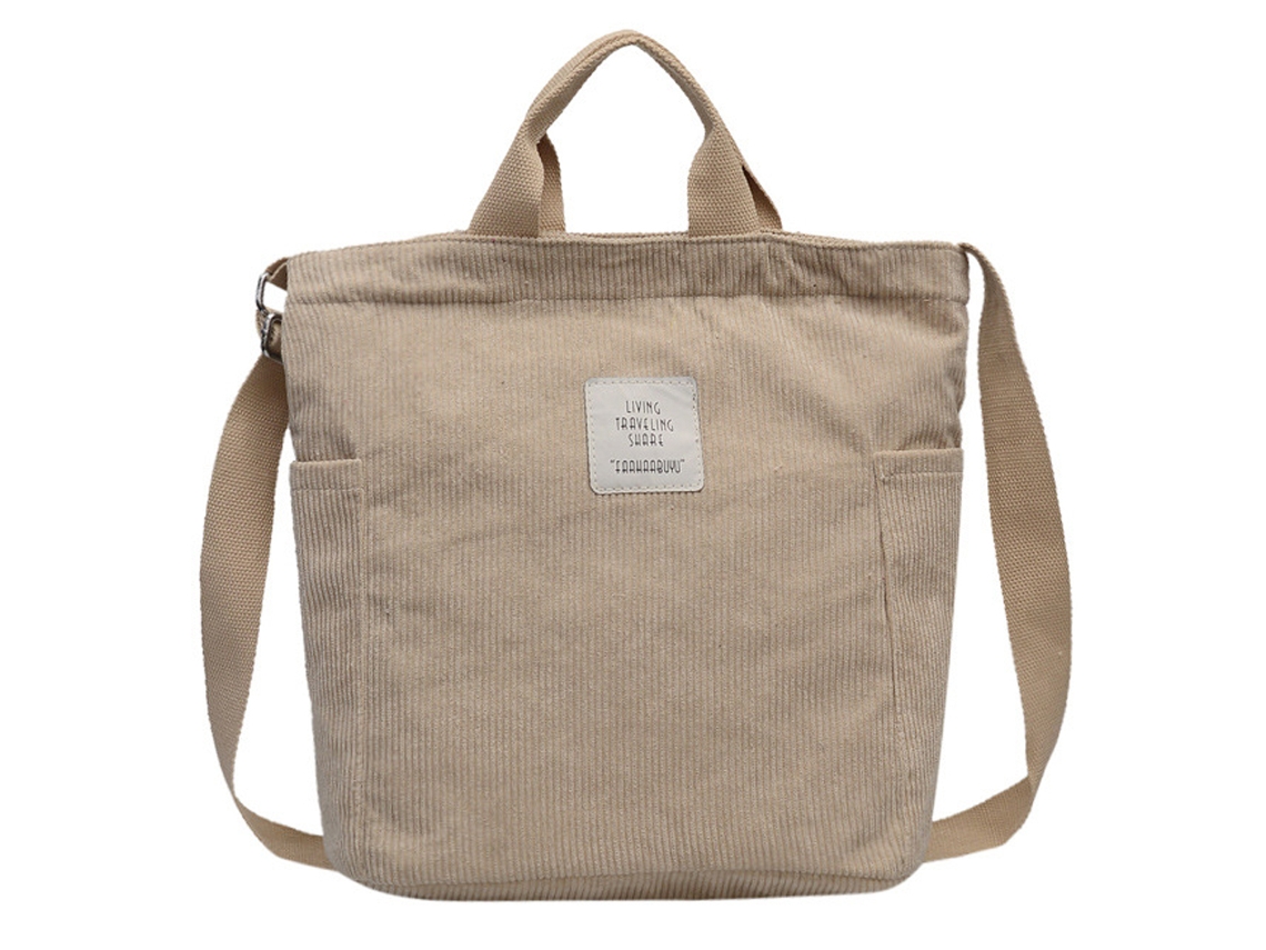 Bolsa de Veludo Cotelê, Carteiro com Zíper, Ombro AQUAFORGE