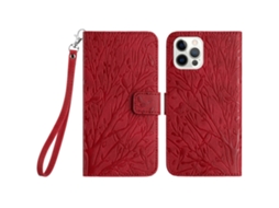 Capa Para Iphone 14 Pro Max Pele Sintética Vermelho